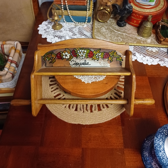 Accents Vintage Wood Hanging Strawberry Stained Glass Rack Shelf